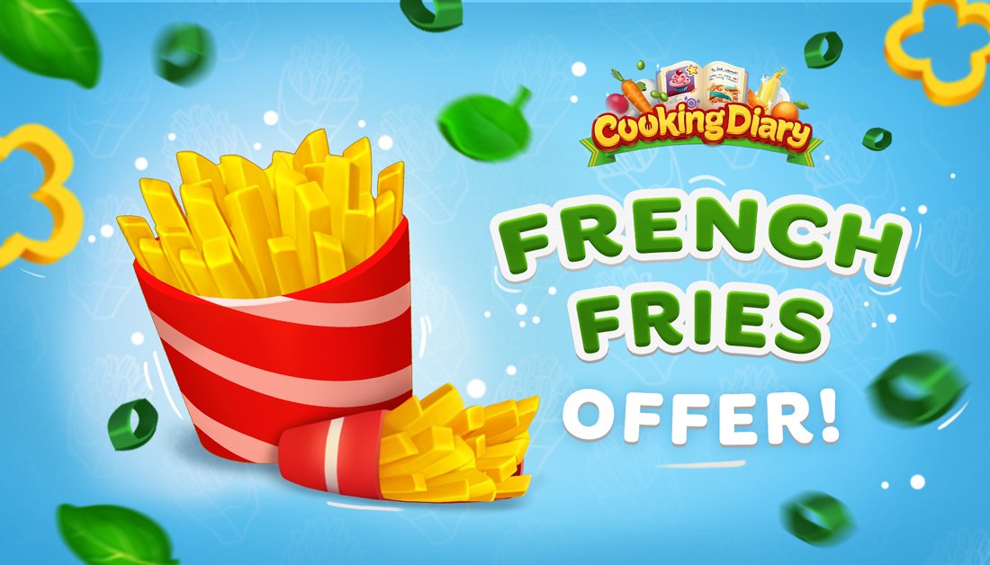 Happy French Fry Day! How are you going to celebrate it?🍟🍟🍟
P.S Don't miss out on our special crispy offer!☺️

#cookingdiary #mobilegame #tastyhills #time #management #game