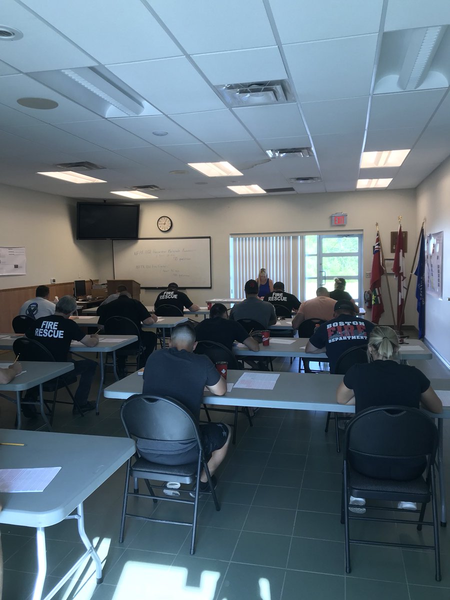DeputyPortFire's tweet photo. Certification testing for hazmat and firefighter 1 has started in @PortColborne  this morning https://t.co/yfsIbpT8RH