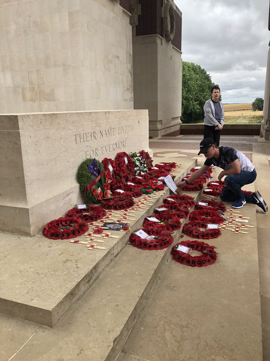 OssettHistory's tweet photo. At the Thiepval memorial Ossett did the exhortation and laid a commemorative plaque #wewillrememberthem https://t.co/2q86OqOZlS
