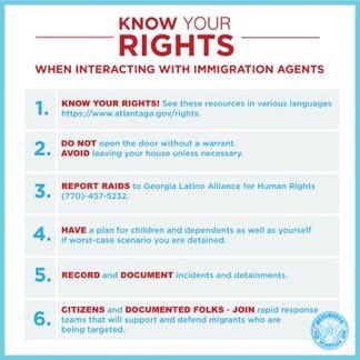 staceyabrams's tweet photo. In our country, due process belongs to all - an important reminder as #ICERaids commence on Sunday. Please share these tools widely: 

Nationally: The deportation defense hotline from @UNITEDWEDREAM is 1-844-363-1423.

Georgia: Know your rights! https://t.co/0w6aQ44qbZ