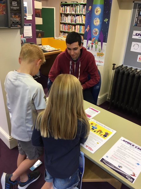StaffsLibraries's tweet photo. Here's George and Bronte, our first #SummerReadingChallenge joiners at #PenkridgeLibrary @readingagency Our volunteer Mikey is here to help your kids sign up today until 1pm! https://t.co/fAkSun5xBN