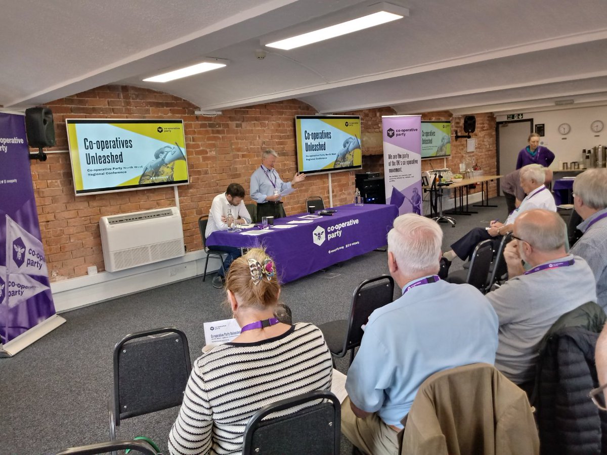 Boylecoopparty's tweet photo. Cllr Jim King welcoming members to the North West #coopsunleashed conference of the @coopparty in Preston https://t.co/eORs3r1BCI