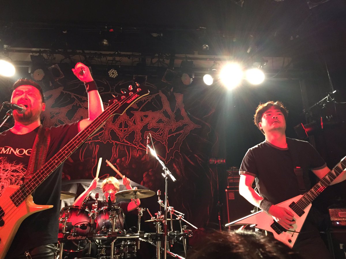 0528yunfat's tweet photo. CRYPTOPSYライブ オープニングアクト CRYPTOPSYライブ オープニングアクト
韓国🇰🇷 MEMNOCH
リードギターの人
入江慎也と月亭方正に似たような方で
タイプとしては、マイケル・アモットをbrutalにした感じ。吉本芸人顔だね。
#MEMNOCH https://t.co/dJlmLW2s78