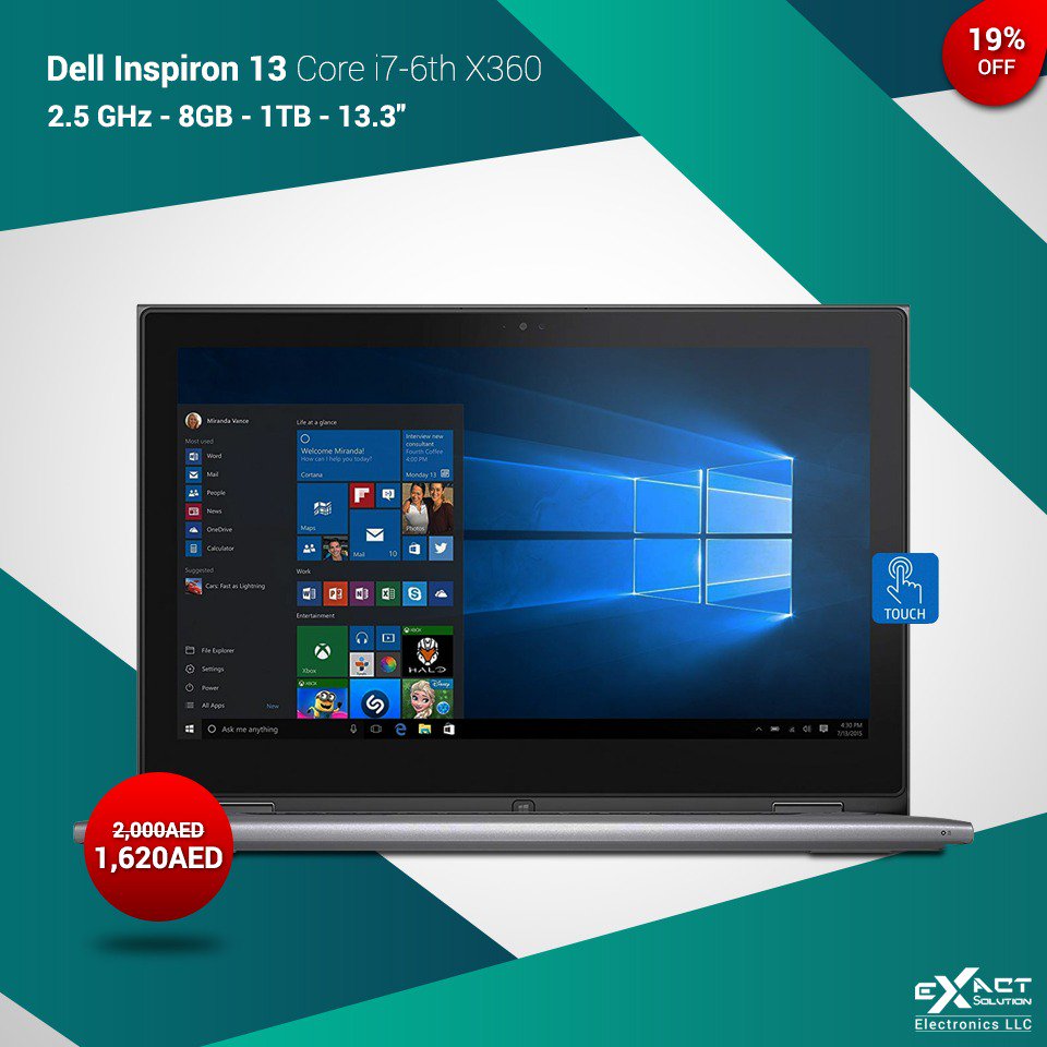 exact_llc's tweet photo. 💻 Dell Inspiron 13  i7-6th X360 8GB Ram+1TB  
☑️ Intel core i7 
☑️ 8GB RAM 
☑️ 1TB HDD 
☑️ Display 13.3 inch TOUCH SCREEN 
📞 00971502192990 
⛟ Free Delivery Shop Now >https://t.co/z5ptSVmOqF 
#dell #dellinspiron #touchscreen #windows10 #laptopswholesaler #dubai #uae https://t.co/s0CvXcnSMA