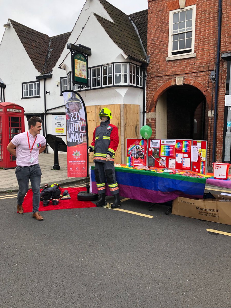 DPO_Robyn's tweet photo. Here @WorksopPride  come meet your local Prevention Team and Crews @nottsfire @NFRS_Prevention #proudtopromoteLGBTequality https://t.co/rXCha6JW9W