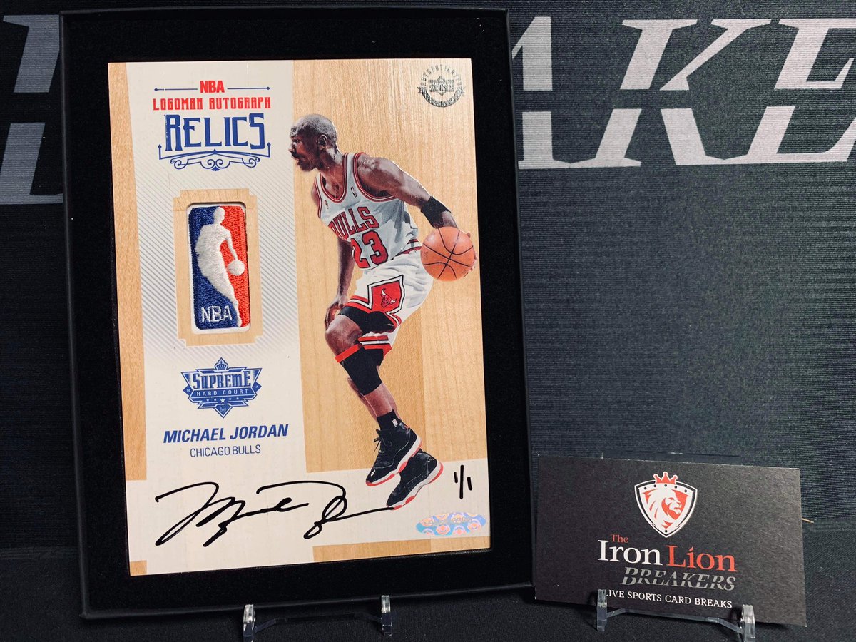 Ironlioncollect's tweet image. We hit this MONSTER for our customer Austin in our breaking group last night! This is an @UpperDeckSports 1/1 Game Used #Michaeljordan #logoman Autograph! The most expensive card we’ve ever pulled! Anyone who knows about “Logoman” and Jordan knows that this is some BIG 💰💰💰