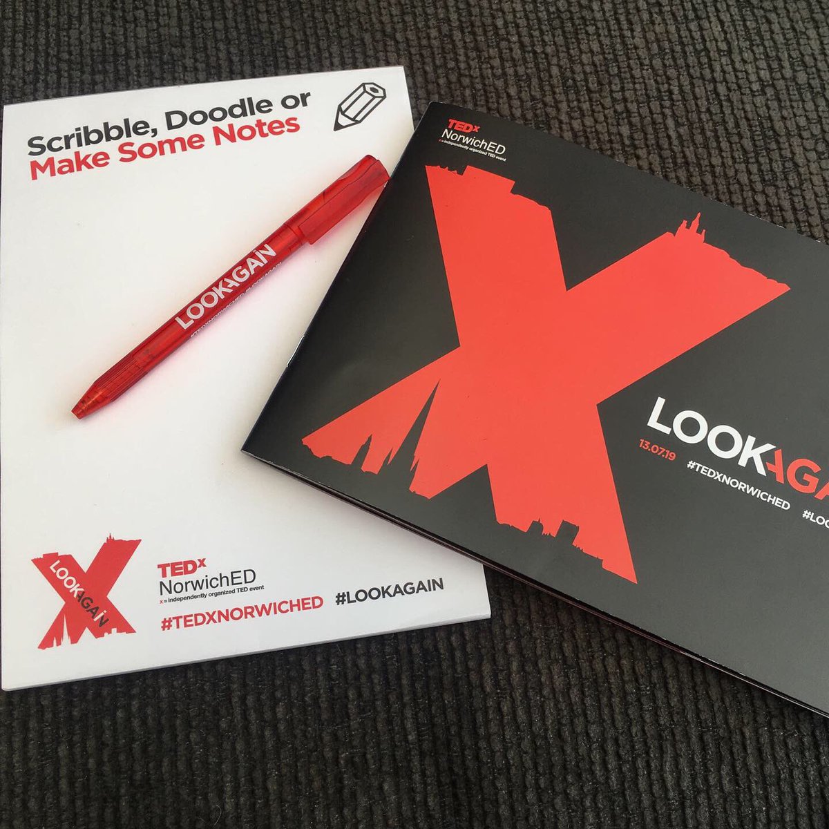 MdesignGraphics's tweet photo. Honoured &amp; privileged to have been asked to be this year’s graphic designer for @TEDxNorwichED Everything looks fab!!
#lookagain #TEDxNorwichED #graphicdesign #logo #posters #lanyards #brochure #postcards #tshirts #pens #notepad https://t.co/SozxP7XUd4