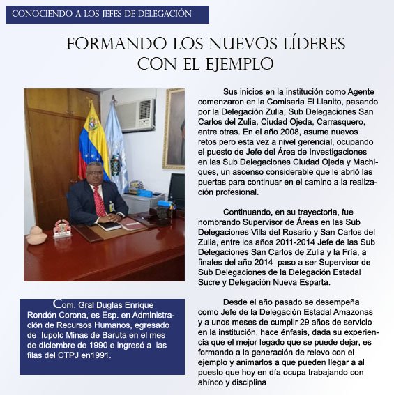 " Conociendo al jefe de la Delegación estadal Amazonas"
<a href="/DouglasRicoVzla/">Douglas Rico</a> <a href="/JSalazarCICPC/">Jhonny Salazar</a> <a href="/MercyBracho1/">Com. Mercy Bracho</a> <a href="/PRENSACICPC/">PRENSA CICPC</a> <a href="/JesusATeresen67/">Jesús Abraham Teresen Romero</a> @darwincicpc @CICPC_225