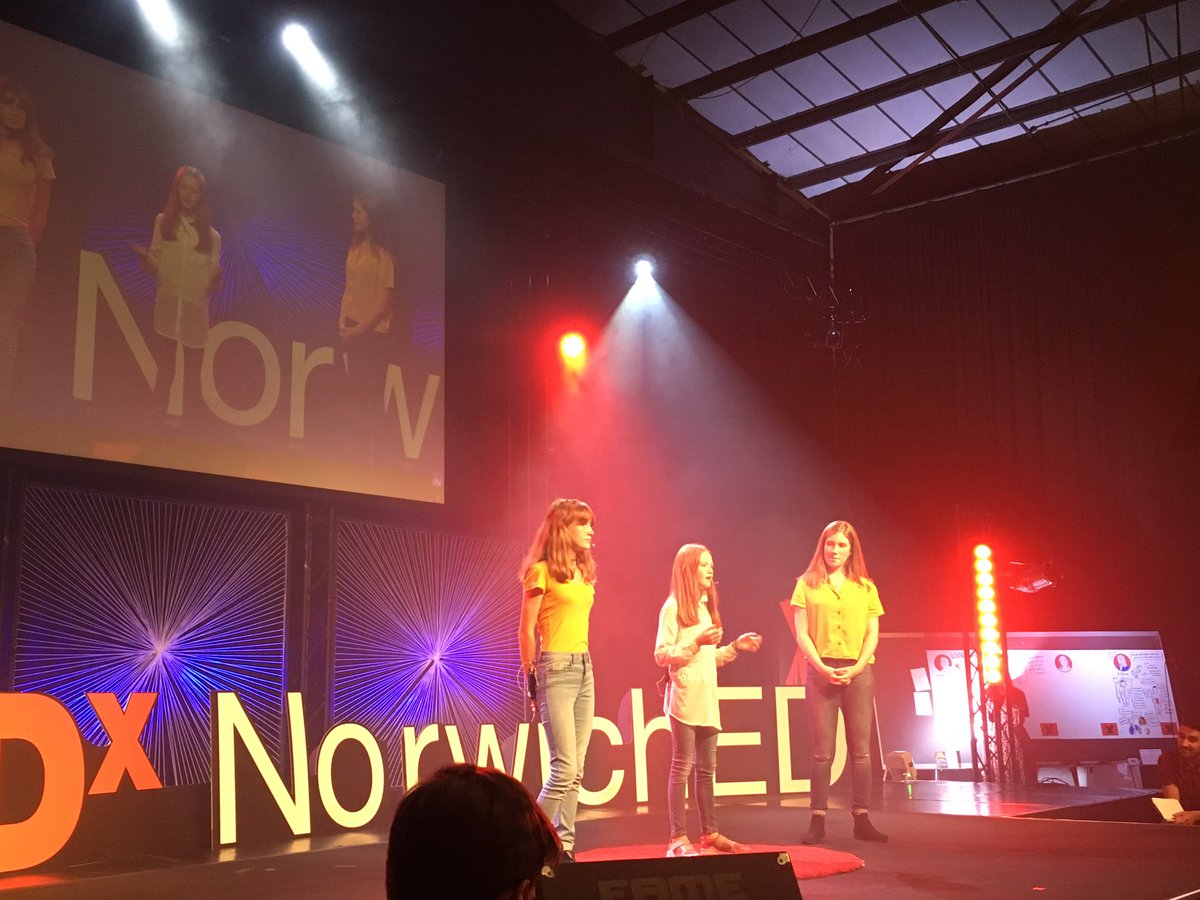 GetWisdomUK's tweet photo. An incredible talk by the Perrin sister about gender, age and racial equality. What would your life be like if you’d never been told that the prince rescues the princess? #TEDxNorwichED https://t.co/xPLi2mHkPS