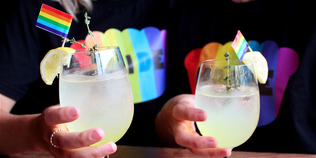 pieminister's tweet photo. Happy Pride day #Bristol 🌈 We believe love should be celebrated in all its forms. After all, you can't spell pride without pie 😉 We're spreading the love with our Pride cocktail: Thyme For Change &amp; it's on all day #happyhour 🍹 #pride #pride2019 #piepride #cocktail #drinks https://t.co/8YH4DBndRs