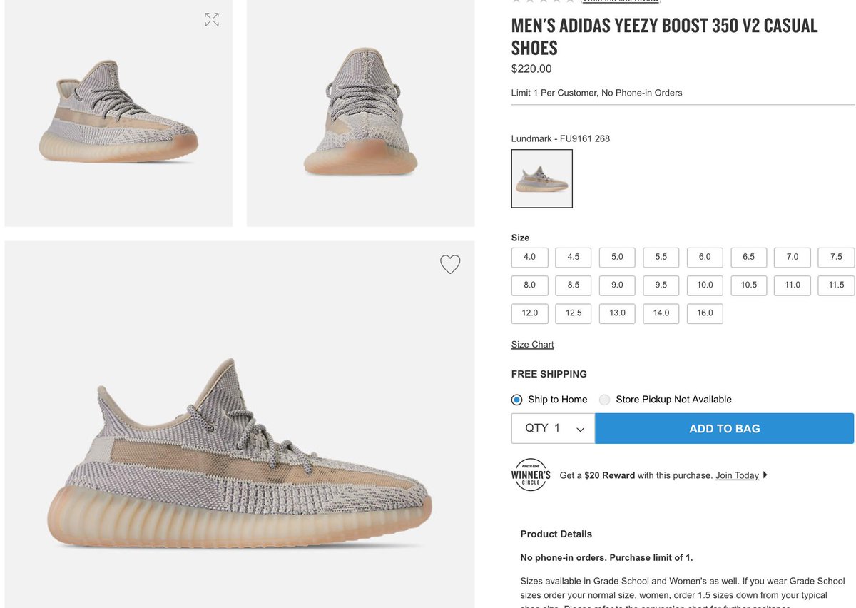 Adidas Yeezy Boost 350 V2 Lundmark NR FU9161 Men Size