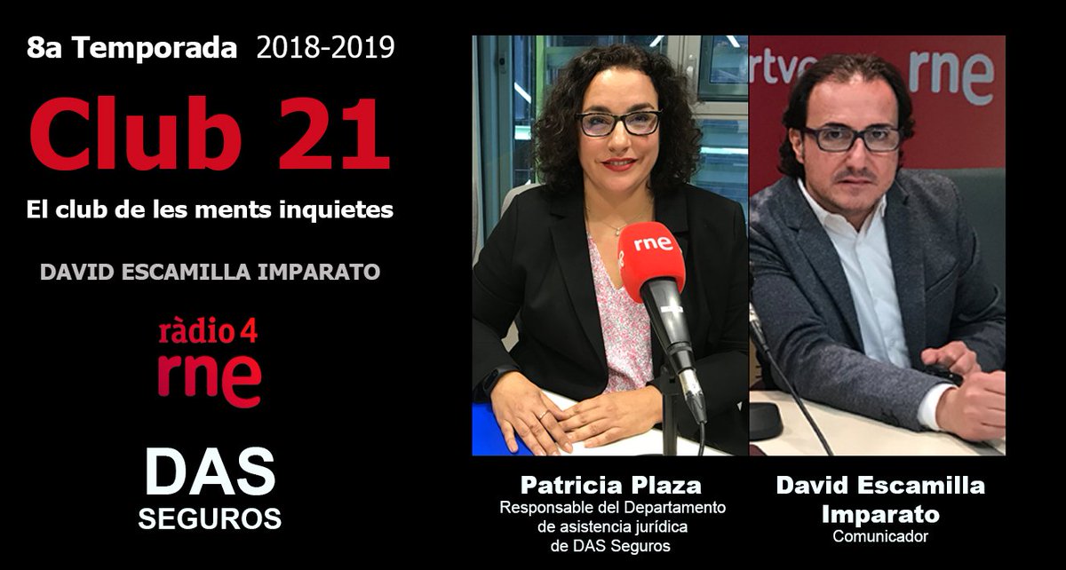 DIUMENGE 07-07-19 | 20:00 H - PODCAST OFICIAL RNE PROGRAMA
<a href="/Club21_radio4/">Club 21</a> <a href="/Escamilla_David/">David Escamilla Imparato</a> DAS SEGUROS @DAS_Spain 
Patricia Plaza (Asistencia jurídica de DAS Seguros) nos habla del derecho al olvido (min 33:40)
rtve.es/alacarta/audio…