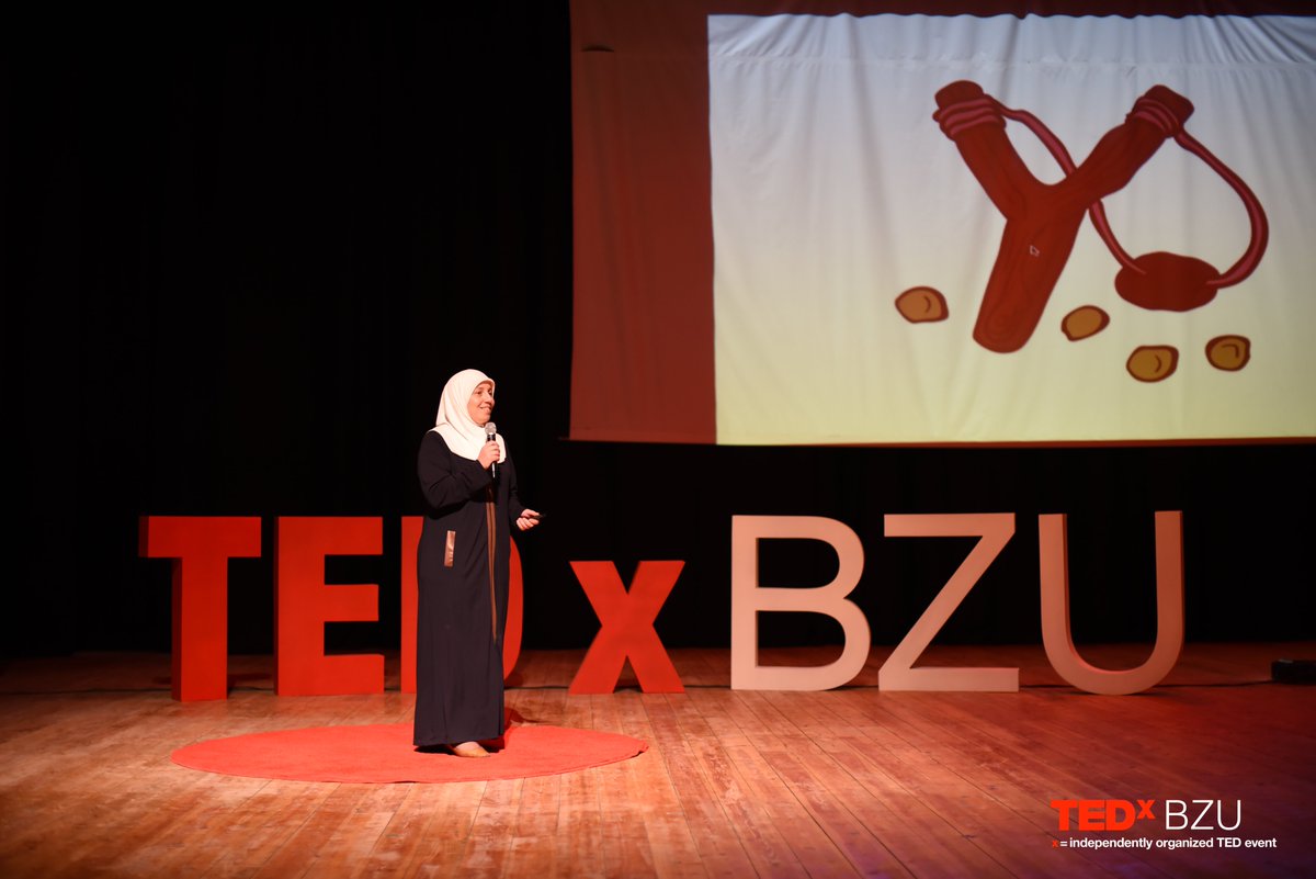 TEDxBZU's tweet photo. The fourth speaker at the TEDxBZU conference "Gathering pieces" Asmaa Sharbati, a University lecturer, Trainer in Self Developing Skills, and a Ph.D. student in Sociology at Birzeit University.

#TEDx_BZU #GatheringPieces https://t.co/47LO0aCHn2