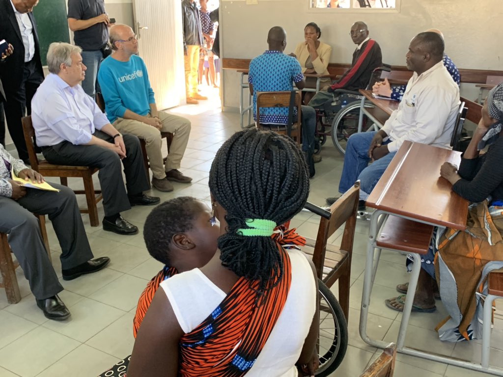 antonioguterres's tweet photo. People with disabilities are disproportionately affected when a natural disaster strikes, which is what happened to the people I met in Mozambique with Cyclone Idai. 

The UN’s response to disasters must take into consideration their particular needs. 

No one can be left behind. https://t.co/1KDC1wsKH7