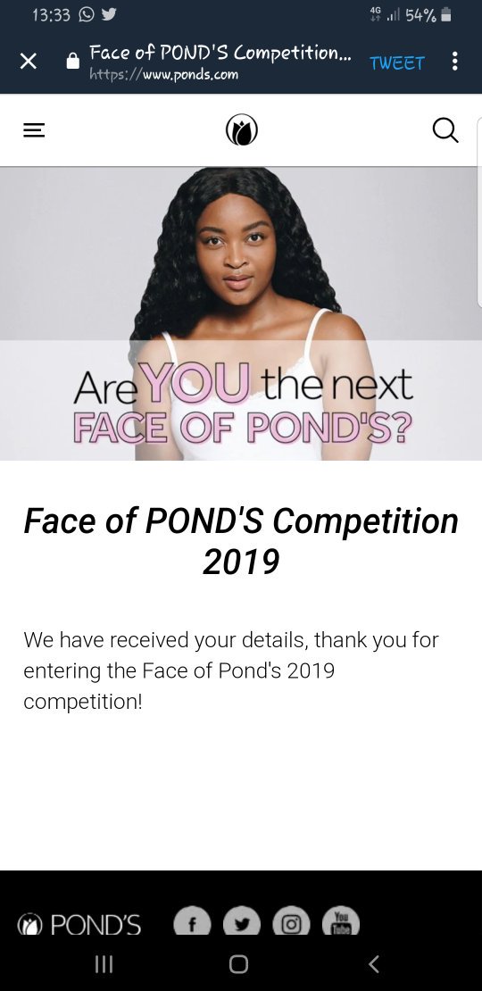 TinyikoSambo6's tweet photo. Thank you❤

#IAMTHENEXTFACEOFPONDS
#PONDSSA https://t.co/Fqe8EVNdxo