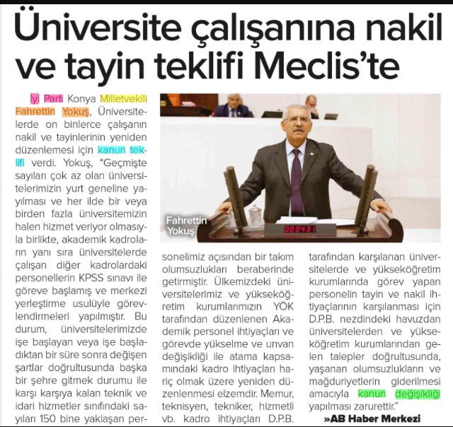 FahrettinYokus's tweet photo. Tayin ve atama üniversite personellerinin hakkıdır. On binlerce üniversite personelinin tayin ve nakil atamalarına ilişkin kanun teklifimi Meclis Başkanlığına verdim. #ünimemurlarıtayinhakkıTBMMde https://t.co/sg0CVwyekr