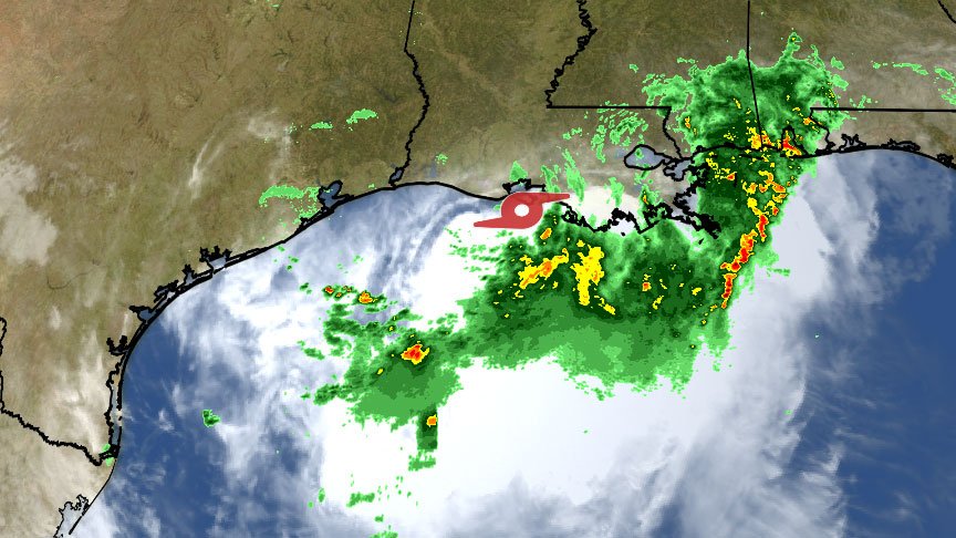 Tropical Storm #Barry is approaching the Louisiana coast - worst conditions expected after landfall: https://wxch.nl/2NPAcZI