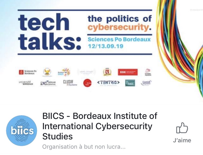 Juste avant : les  12 et 13 septembre 2019 organisé par l’association étudiante <a href="/BIICSCyber/">BIICS</a> un colloque exceptionnel avec de nombreux participants du monde entier dans les locaux <a href="/ScPoBx/">Sciences Po Bordeaux</a>. Grâce au soutien entre autres de la Fondation Anthony Mainguené, de la Chaire Déf&amp;Aéro, etc.