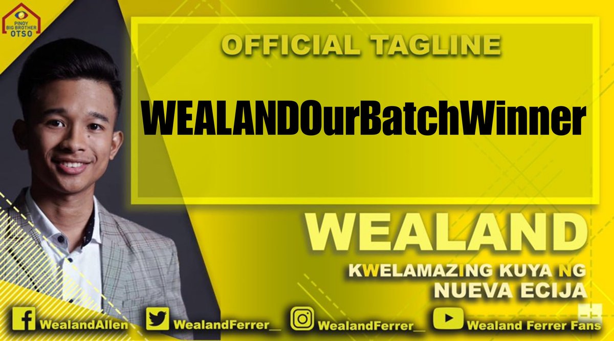 TeamWEALAND's tweet photo. #PBB8TheBatchWinners

Hi Kapamilya!
Let's support our "Kwelamazing Kuya ng Nueva Ecija" by using our Official Tagline:

WEALANDOurBatchWinner
WEALANDOurBatchWinner
WEALANDOurBatchWinner

Power tweet!

Tweet. Requote. Retweet. Reply. https://t.co/5mraCemXrF