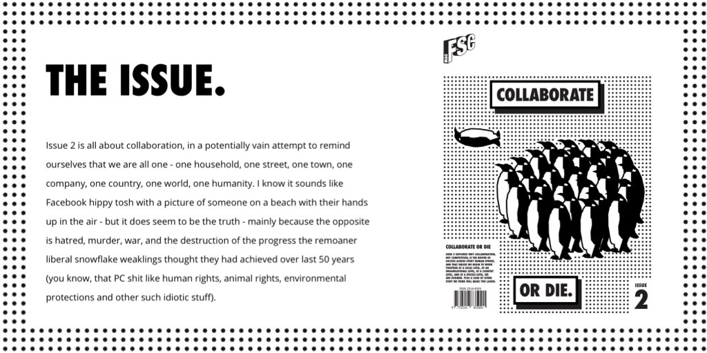 F_StrategyClub's tweet photo. Issue 2 of the FSC Mag is now available! Prepare for more seriousness & piss take.
Free Download 👉 https://t.co/pedm11RQfY
#FSCmag #FutureStrategyClub #CollaborateOrDie https://t.co/pP1dM2gPEQ