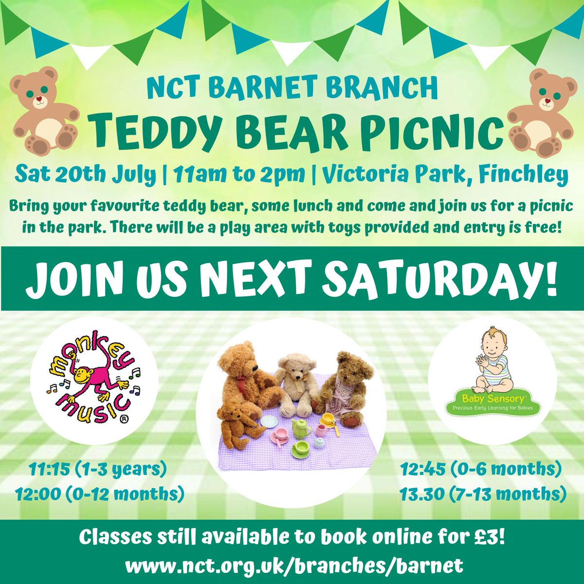 Join us for our Teddy Bear Picnic with @MonkeyMusicHQ and <a href="/BabySensoryHQ/">Baby Sensory</a>!