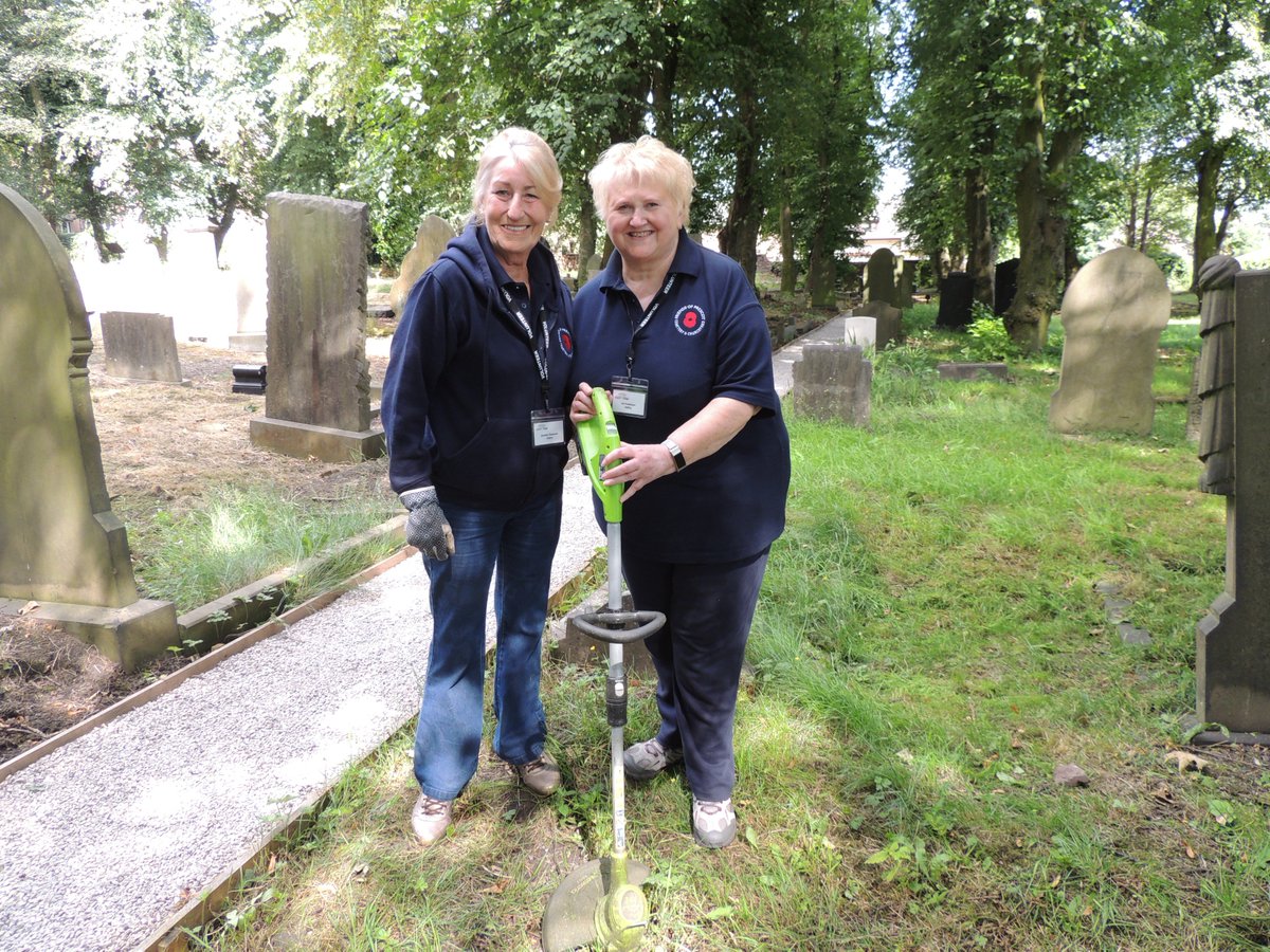 FriendsofFOPCC's tweet image. Another lovely day for our volunteers.  Mowing, strimming, fixing graves etc.  We have also installed two memorial plaques into the circle around the BICC War Memorial.  If you would like one of these, please let us know.