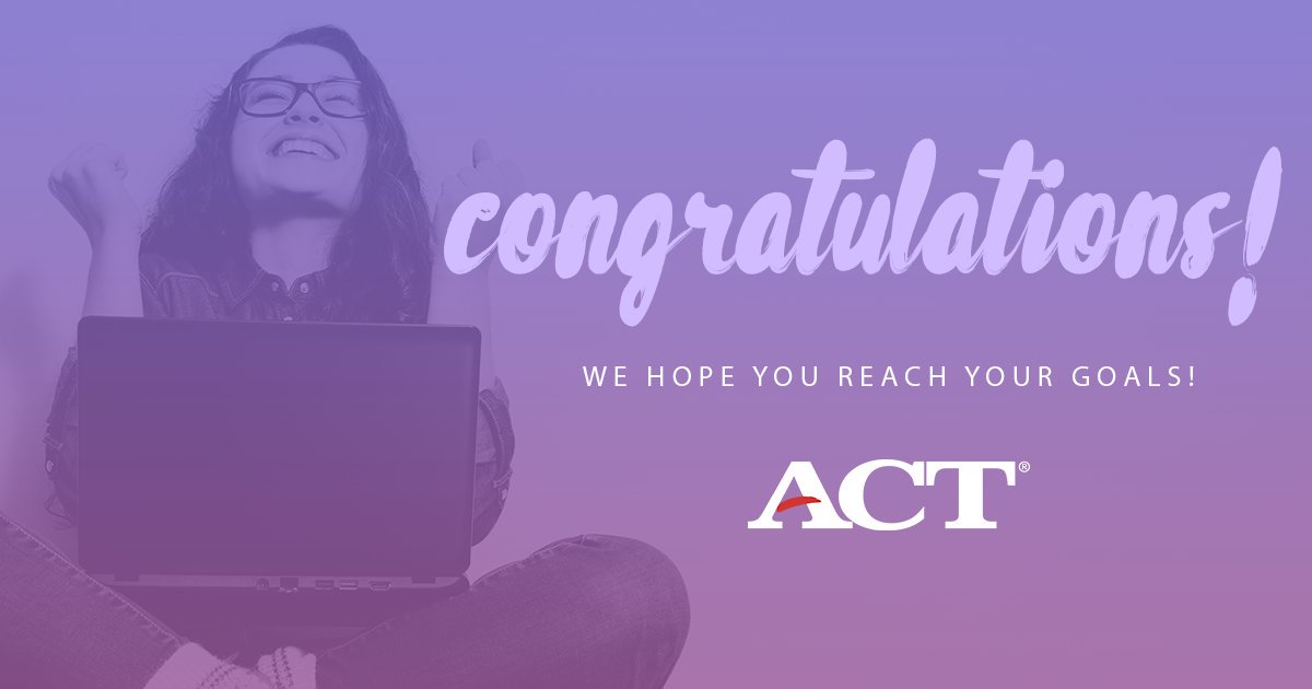 ACTStudent's tweet photo. CONGRATS to everyone who completed the #ACT today!! We hope you reach your goals! https://t.co/SCgi3NwtiZ