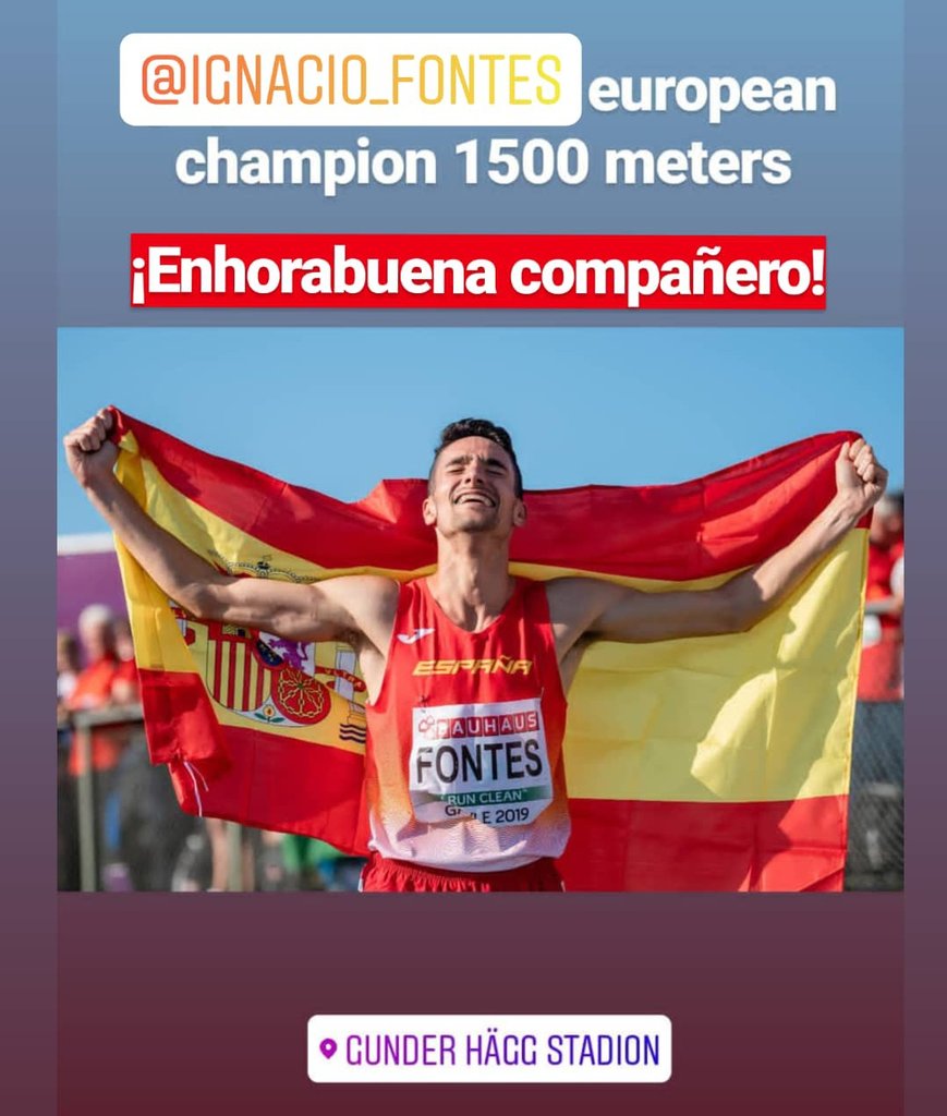 Si, señor. Para quién no esté hoy al tanto del atletismo español, el atleta granadino <a href="/Ignaciofontes/">Ignacio Fontes OLY</a> de 1500m, hoy, ¡HOY! se ha proclamado CAMPEÓN DE EUROPA SUB23. Te mereces esto y mucho más, grande <a href="/Ignaciofontes/">Ignacio Fontes OLY</a>. Gracias <a href="/jesusmontiel59/">Jesús Montiel ENT OLY</a>, por todos estos momentazos❤