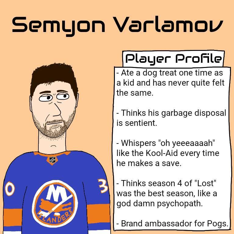 garbage_goal's tweet photo. Welcome to New York, Semyon Varlamov. https://t.co/T2QO0Plhro