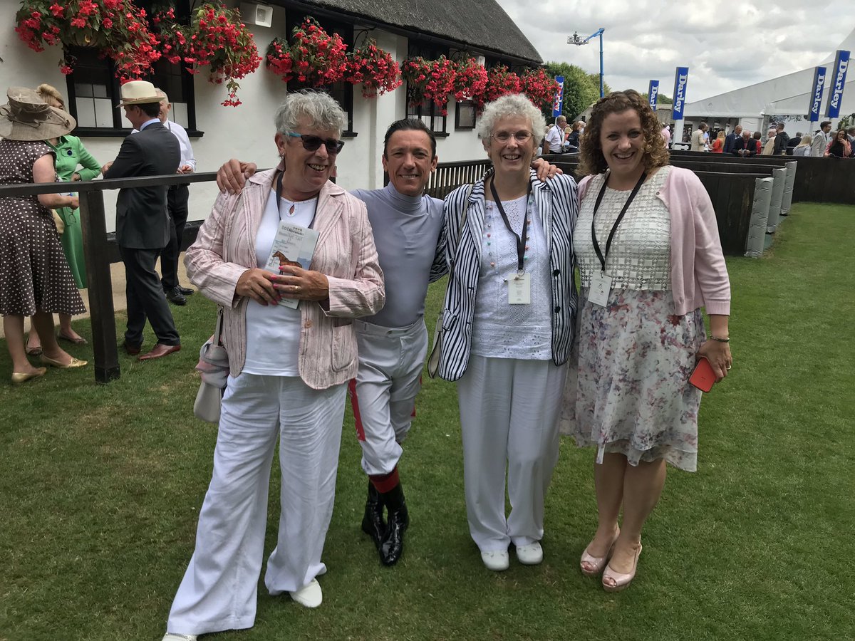 chrismannbbc's tweet photo. Listener Dianne Gunther and family meet @FrankieDettori @NewmarketRace as prize for winning @BBCCambs competition @kevatbreakfast #vipdayout https://t.co/gHvaft41w3