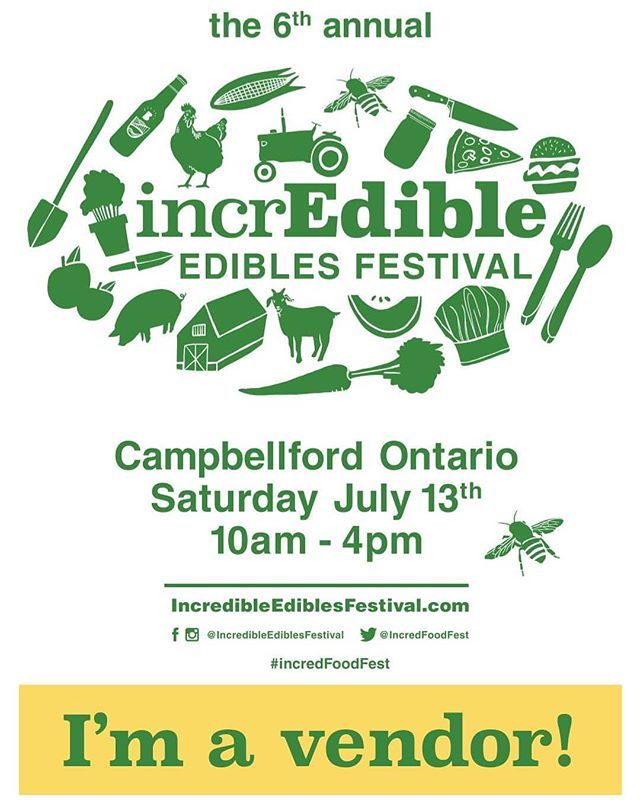 So DELIGHTED to be at Northumberland County's BEST FOOD FESTIVAL @incredibleediblesfestival today from 10-4pm in the heart of Campbellford! Come out and see us and all the other great vendors at this fantastic event!

#trenthills #campbellford #warkworth… ift.tt/2jKPRLA