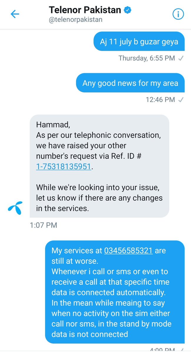 hammadrazamalik's tweet image. @TelenorGroup @TelenorDigital @TelenorResearch @PTAofficialpk
No any resolution of complaint yet. All area is suffering from the same prblm and they are not even taking the complains
#ShameFulAct
#3rdClassServices
#ZeroCostomerSatisfaction
#rudeAttitudeOfCostomerRepresentatives