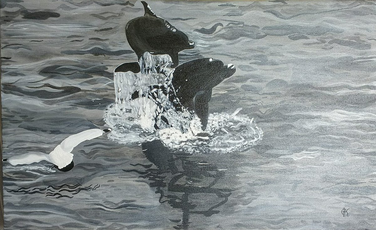 123cazco's tweet photo. Latest painting!
Different from the norm,
#Oil #painting in #blackandwhite 
'#dolphin-Love'
Off the coast of Spain https://t.co/izok66UldX