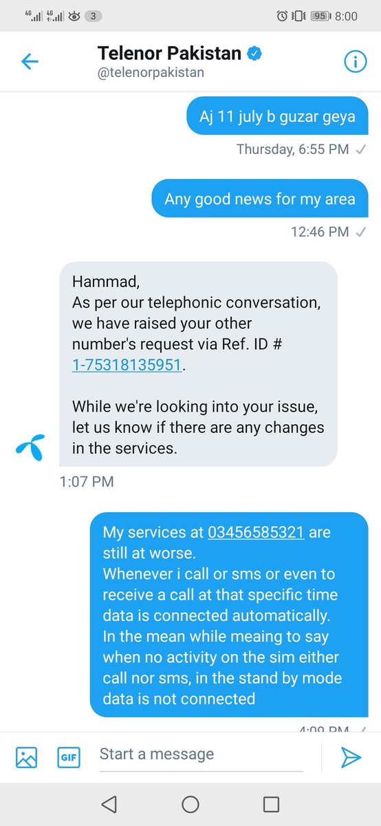 hammadrazamalik's tweet image. @TelenorGroup @TelenorDigital @TelenorResearch @PTAofficialpk
No any resolution of complaint yet. All area is suffering from the same prblm and they are not even taking the complains
#ShameFulAct
#3rdClassServices
#ZeroCostomerSatisfaction
#rudeAttitudeOfCostomerRepresentatives