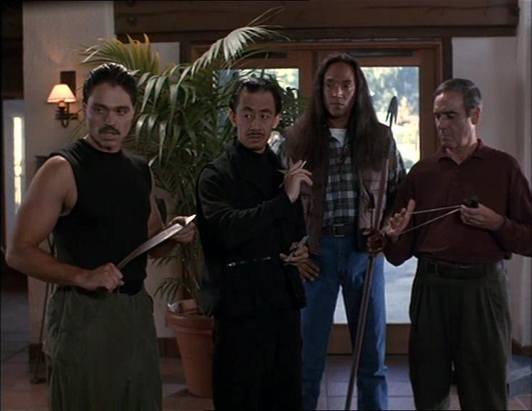 GandgTheater's tweet photo. Hispanic gangbanger? Check. Mysterious Asian? Check. Native American named Apache? Check. Creepy old white guy? Check. Old school action: Keeping stereotypes alive and well for future generations. All this &amp; more in our review of Mike Norris'#DeathRing https://t.co/EUFKHqY8eI https://t.co/JTFHb82dx3