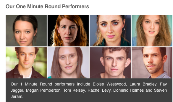 RachelLevy777's tweet image. Shout out to my fellow 1 min @TriForceEvents #monologueslam performers! 😊 @dominicholmes @eloise_westwood @srjeram @FayJaggerleedsx @TBKelsey @Laura_Beth_87 @Megspemberton Be great to meet you all on Monday, best of luck to everyone 😃 #acting #actorslife #theatre @stratfordeast