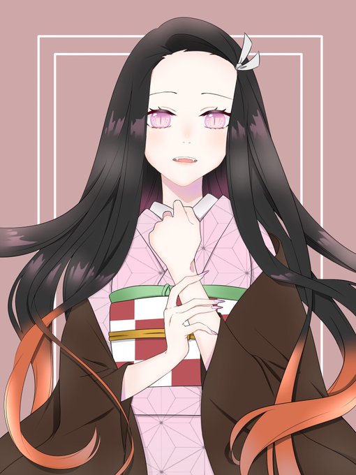 皐月 仁七さんがTwitterに投稿した竈門禰豆子(鬼滅の刃)のイラスト。