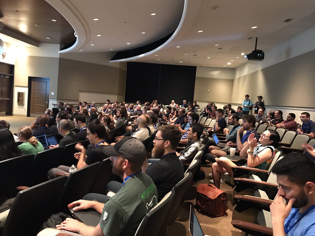 triskadecaepyon's tweet image. A packed room and a ton of projects looking for sprinters at #SciPy2019 !