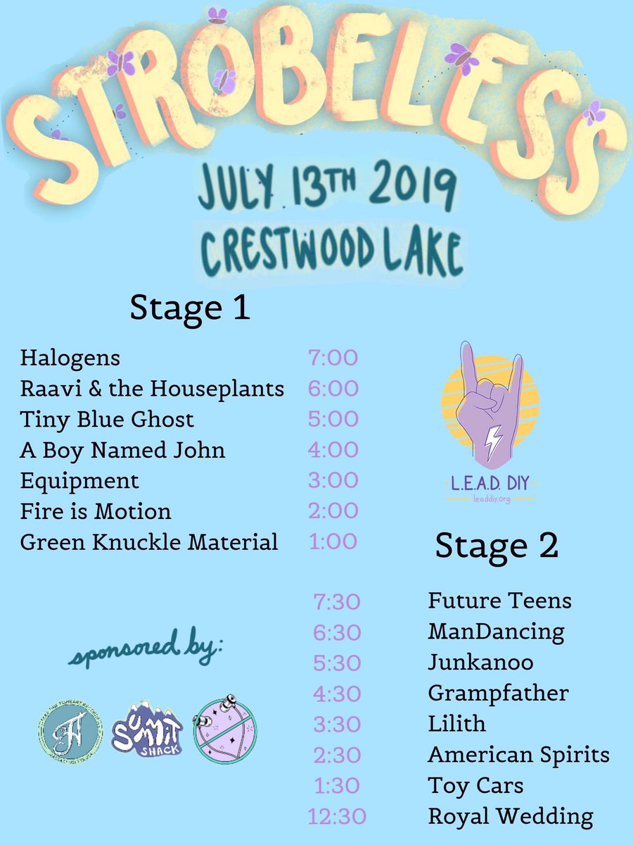 Haven't been this stoked to play a gig in ages!! GET TO STROBELESS 💖 we play at 3:00 / i may play some guitar w/ @mericanspirits heheh