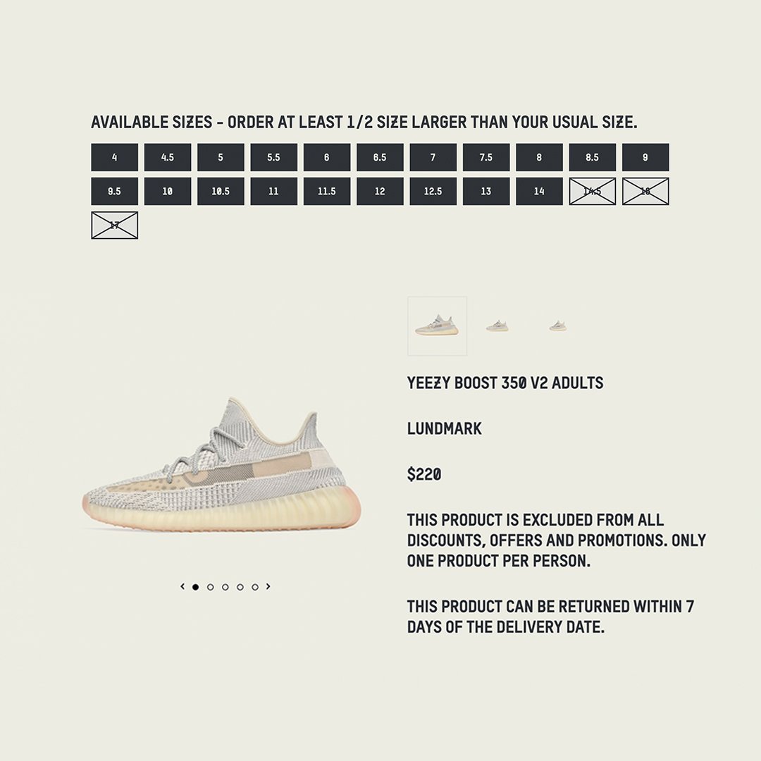 yeezy lundmark sizing