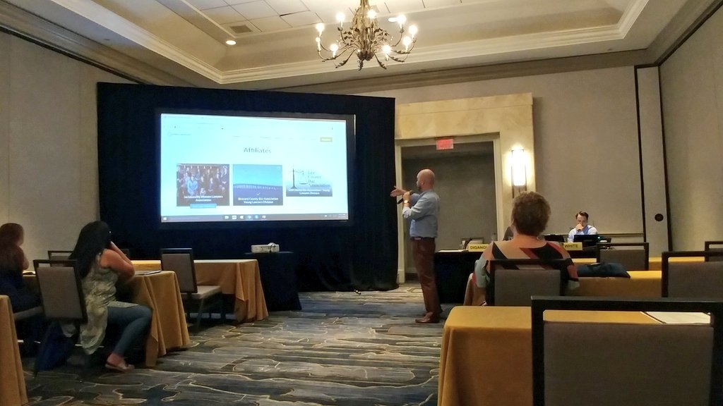 FlaBarYLD's tweet photo. It's Day 2 of the #VBLC19 in Tampa, and we've settled into the YLD discussion about the recent launch of the Find Your Affiliate website earlier this year that allows you to keep up with ALL the things young lawyer affiliates around the state are up to.
1/ https://t.co/2yINPNz98n
