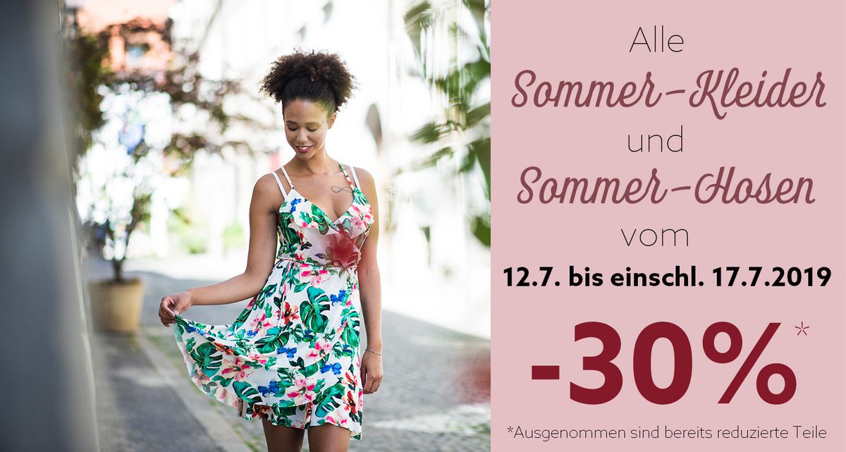 krauseoutlet's tweet photo. Jetzt -30% auf alle Sommer-Kleider und Sommer-Hosen vom 12.7. bis einschl. 17.7.2019 - ausgenommen sind bereits reduzierte Teile #sommerkleider #sommerhosen #outlet #modeoutlet #fashionoutlet #designeroutlet #guenstigemode https://t.co/zyBVZw1Y13