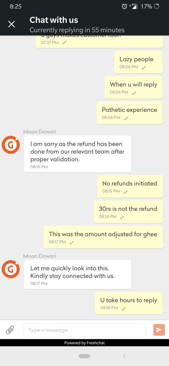 IamRahulGoyal's tweet photo. @Grofers See the pathetic experience you are giving to reply in 55 minutes https://t.co/EPcXQ0asM8