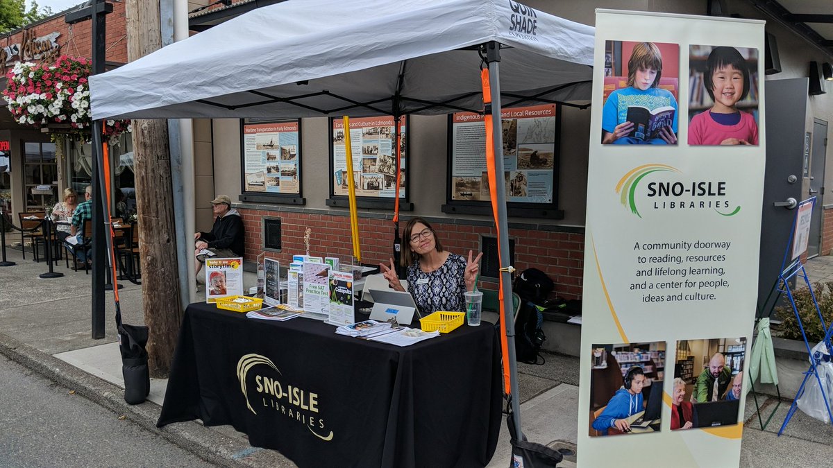 EdmondsLibrary's tweet photo. We're at the @edmondsmuseum #farmersmarket today! Learn about #libraryevents, #ExploreSummer #reading challenge & make a craft!
#edmonds #library #books #UniverseOfStories https://t.co/T79BKFBsZZ
