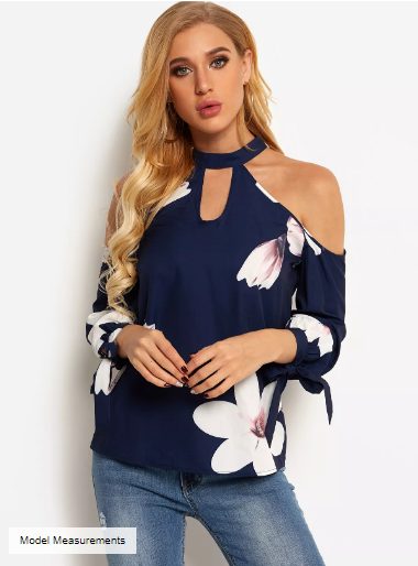 Navy Hollow Front Random Floral Print Cold Shoulder Self-tie Design Long Sleeves Blouses
 (50% OFF) only US$11.95 not US$23.95
fas.st/SJqb7

#Blouses #blousesolo #blousesabrina #blousesatin #blousesph #blouseset #blousesecond #blouseshabby #blousesimple