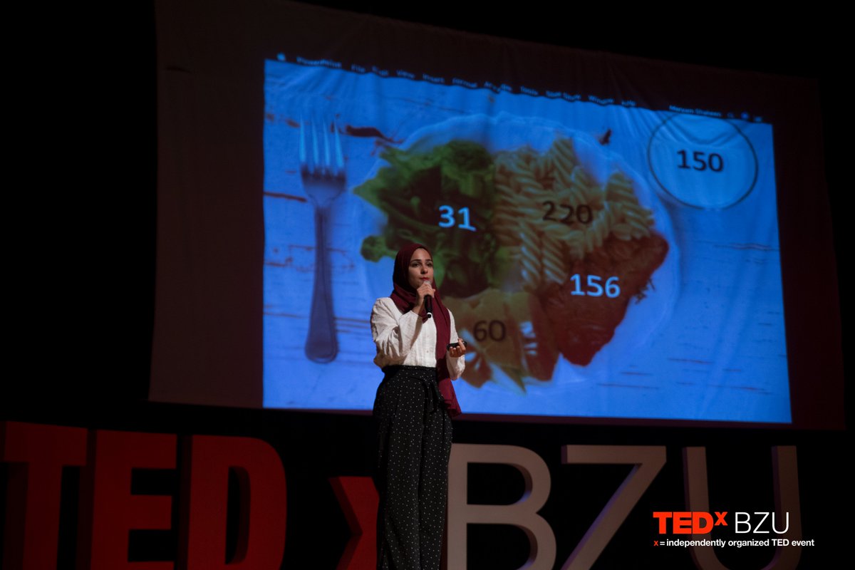 TEDxBZU's tweet photo. The ninth speaker at the TEDxBZU conference "Gathering pieces" Yara Naser, a 3rd-year Computer Engineering student at Birzeit University, A survivor of a serious eating disorder #Anorexia.

 #TEDxBZU #GatheringPieces https://t.co/6n3VpG3aNn