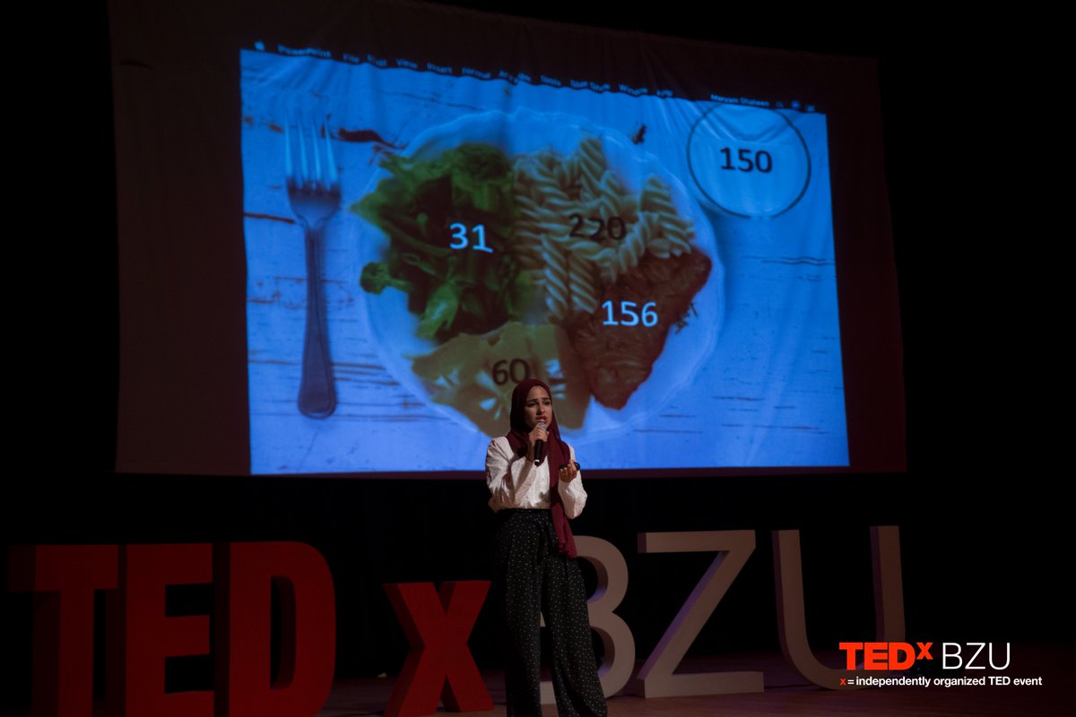 TEDxBZU's tweet photo. The ninth speaker at the TEDxBZU conference "Gathering pieces" Yara Naser, a 3rd-year Computer Engineering student at Birzeit University, A survivor of a serious eating disorder #Anorexia.

 #TEDxBZU #GatheringPieces https://t.co/6n3VpG3aNn
