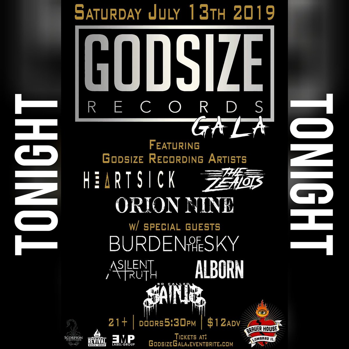 godsizerecords's tweet photo. TONIGHT @BRAUERHOUSE welcomes @godsizerecords Launch Party w/ Godsize Artists @WeAreTheZealots, @heartsickband &amp; @orion_nine plus @BURDENoftheSKY, @ASilentTruth, @albornofficial &amp; @SoCalledSaints! Special appearance by @ScorpionStixPer come get your drink on
#GODSIZE #Revivalist https://t.co/n1DBtRV2IL