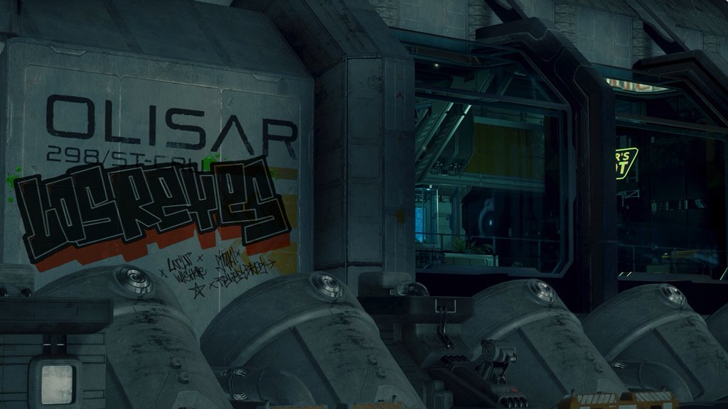 LincolnReyes13's tweet photo. It’s been a long time without painting ... But now ... P.O is no more safe ! #StarCitizen #SpaceGraffitiOutlaw #starcitizengangstas @RobertsSpaceInd @bros_reyes https://t.co/uYWPfO1mjE