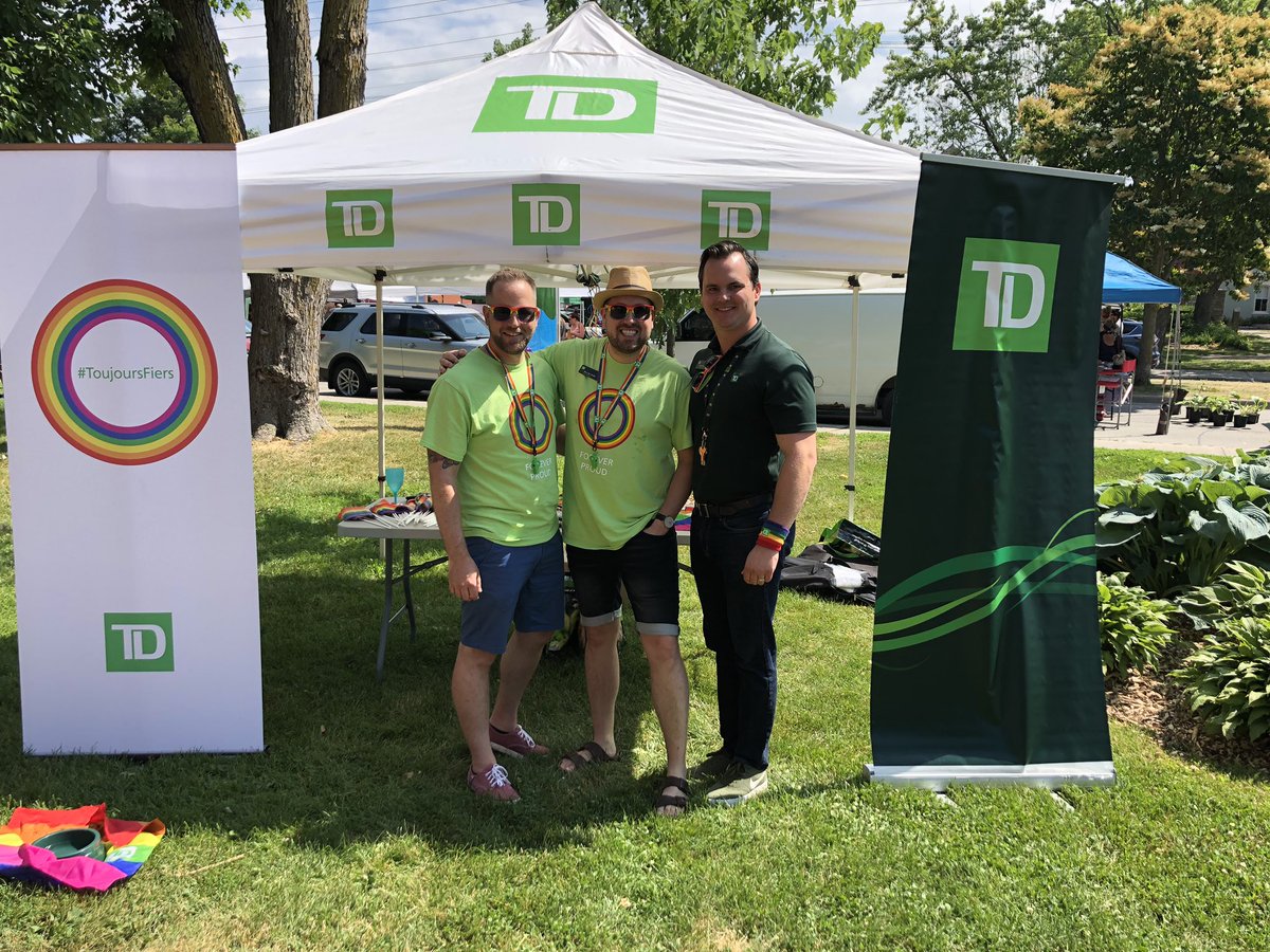 Representing TD at this years Kawartha Lakes Pride event ! Thanks to Ben and Stephen for their ongoing support <a href="/MichelleW_TD/">Michelle Wilson</a> @PeterTaylor_TD <a href="/ShannonRuiter/">Shannon Ruiter</a> <a href="/TaraLynnH_TD/">Tara-Lynn Hughes</a>